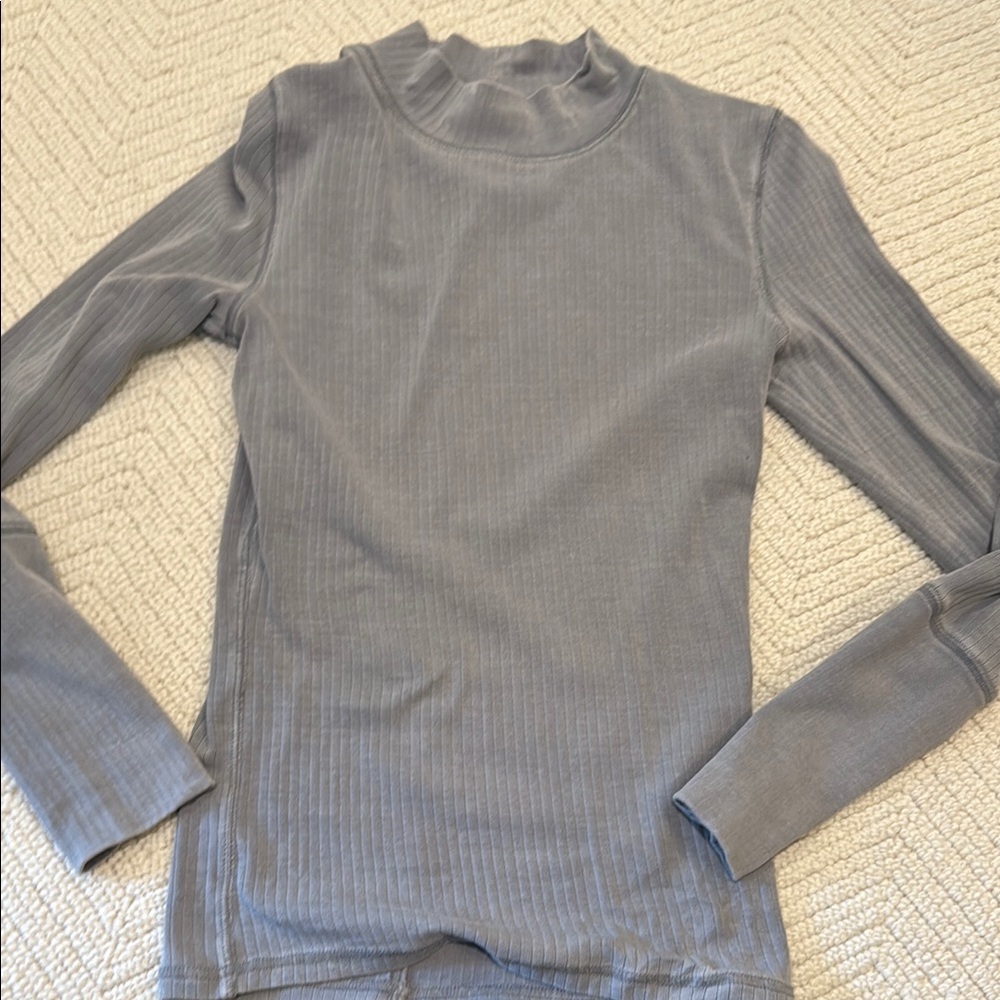 Free People Gray Long Sleeve Top